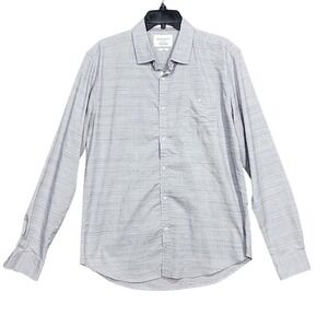 Paper Denim Cloth Button Down Shirt Slim Fit Stretch Fabric Gray Large‎